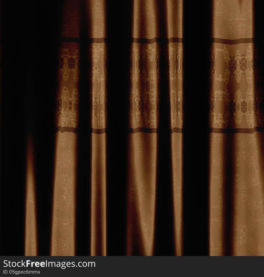 Brown curtain with pattern