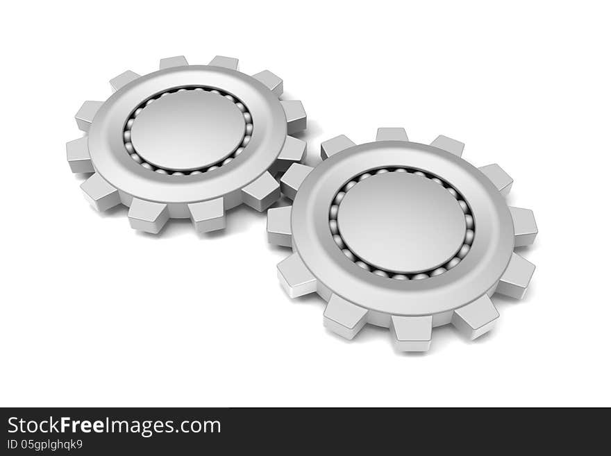 Gears and ball bearings connected