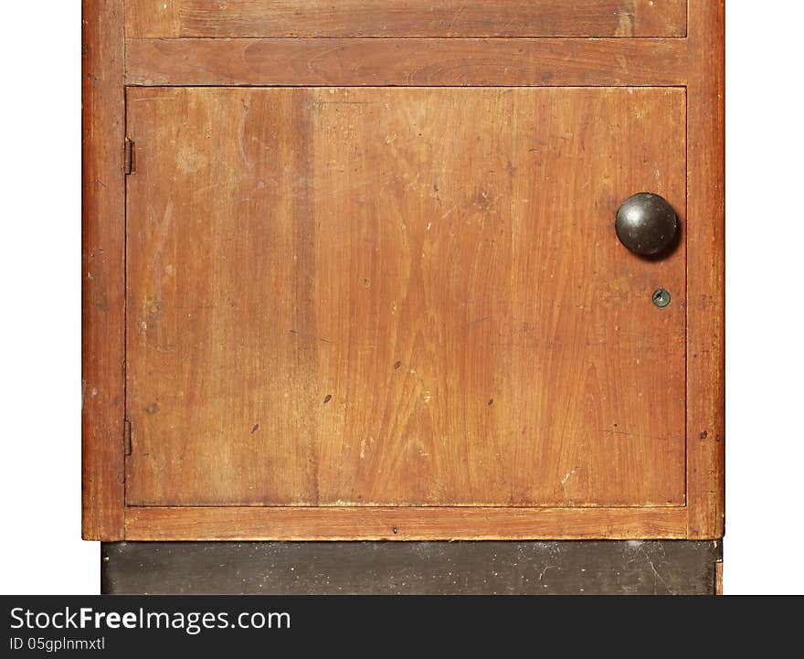 Vintage wooden cabinet isolated on white background