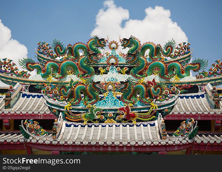 Six dragon on the roof in temple, Thailand. Six dragon on the roof in temple, Thailand.