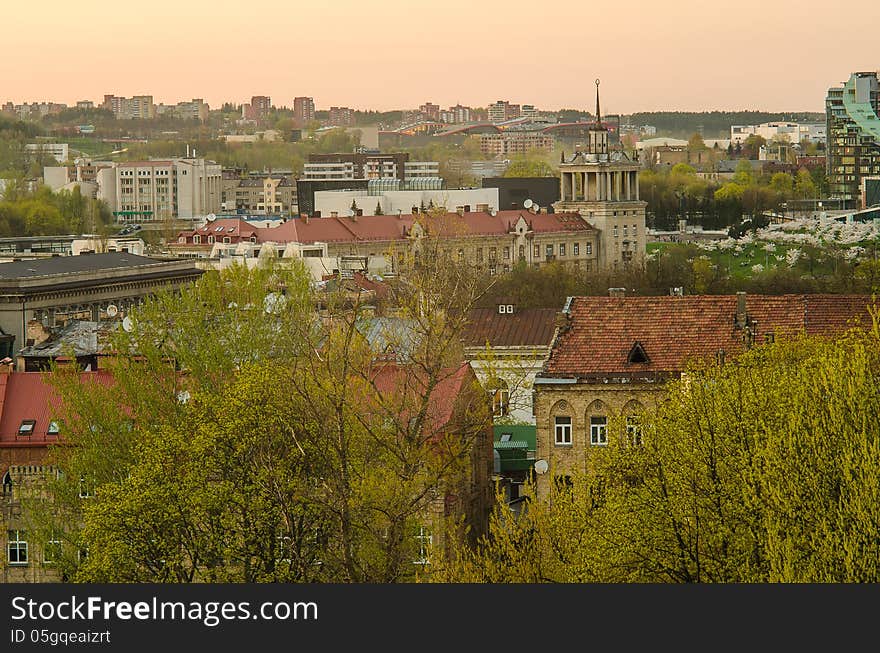 Center of Vilnius, Lithuania. The view from Tauras Hill