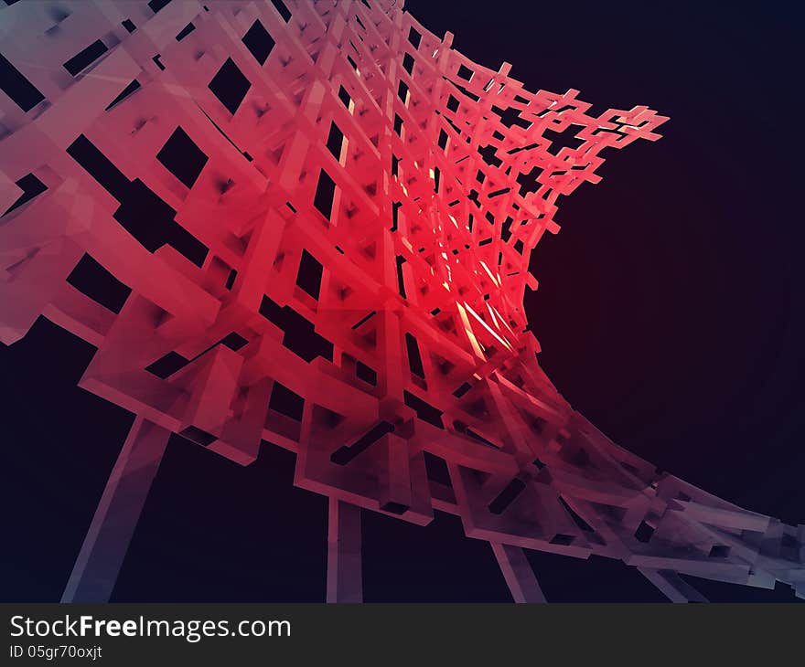 Bended red construction network wallpaper illustration