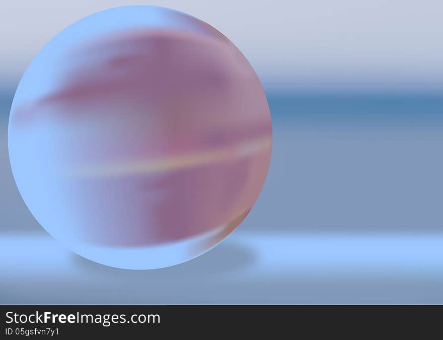 Huge ball of blue planet with pink stripes on background of cosmos