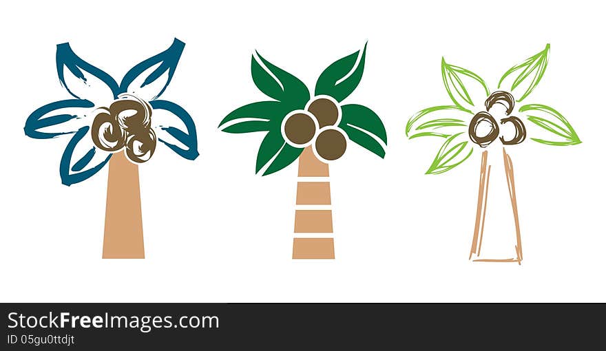 Palm trees in various styles