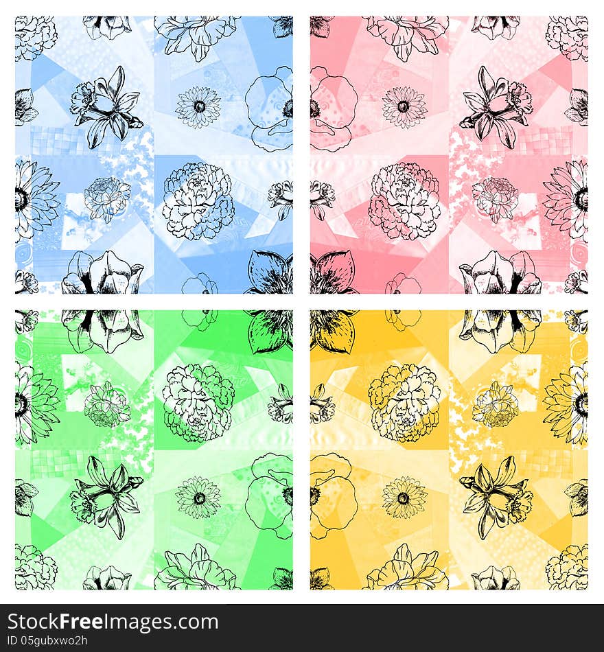 Seamless Floral Pattern Abstract Fabric Background