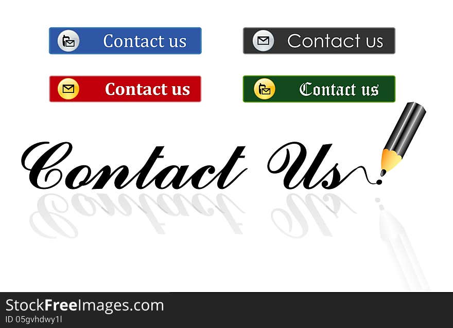 Set of contact us buttons on white background. Illustration file available