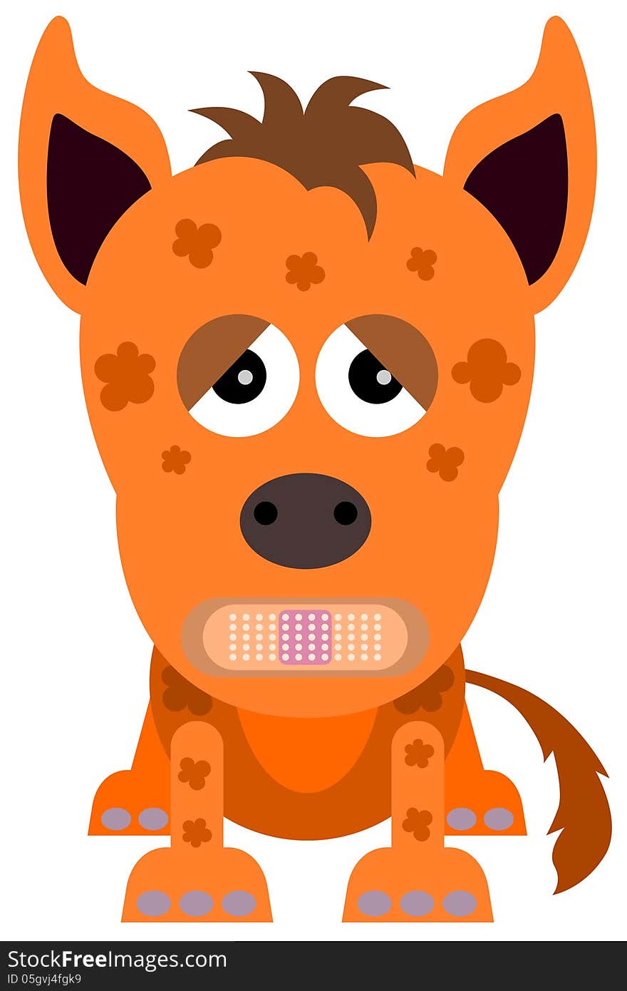 A cartoon illustration of a hyena with an adhesive bandage on it's mouth. A cartoon illustration of a hyena with an adhesive bandage on it's mouth