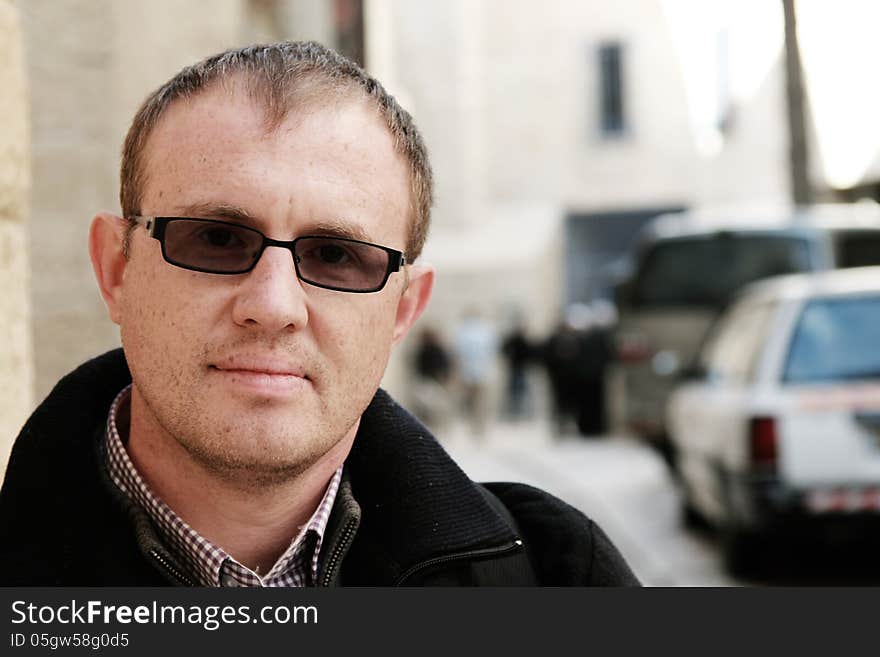 Street portrait of 35 years old man