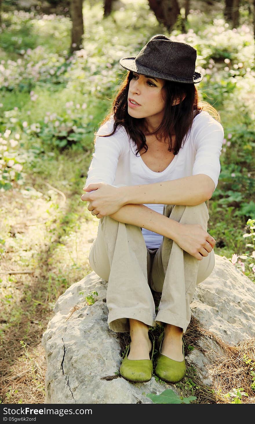 Portrait of beautifull 35 years old woman outdoors