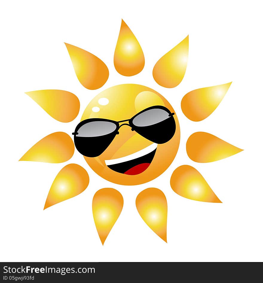 Vector Cartoon Sun Character on white