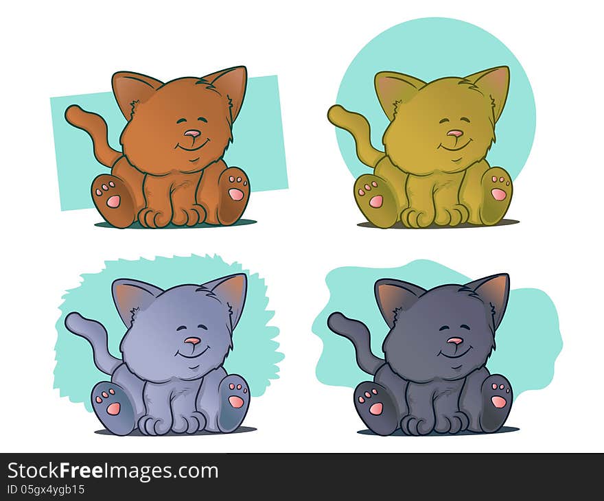 Color variations of kittens sitting and smiling. Color variations of kittens sitting and smiling