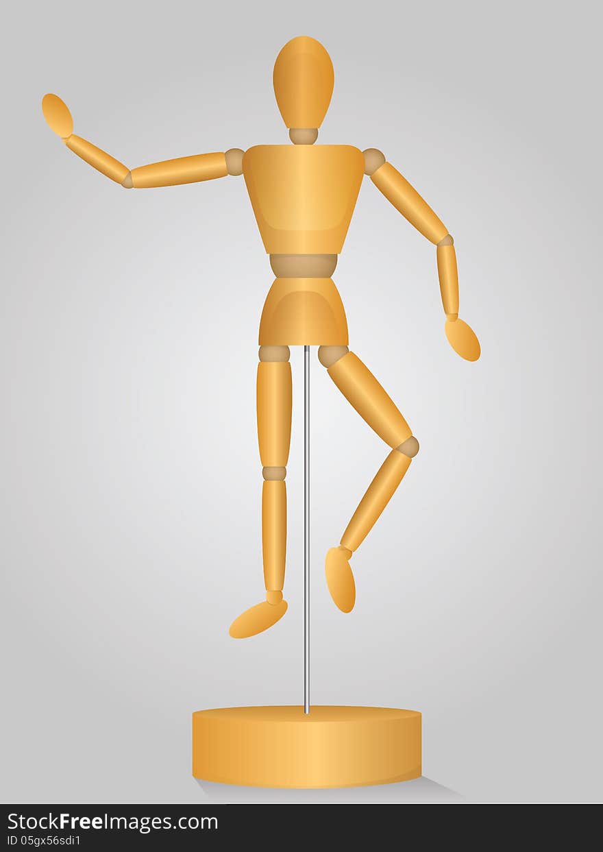 Illustration of a yellow wood artist's mannequin. Illustration of a yellow wood artist's mannequin