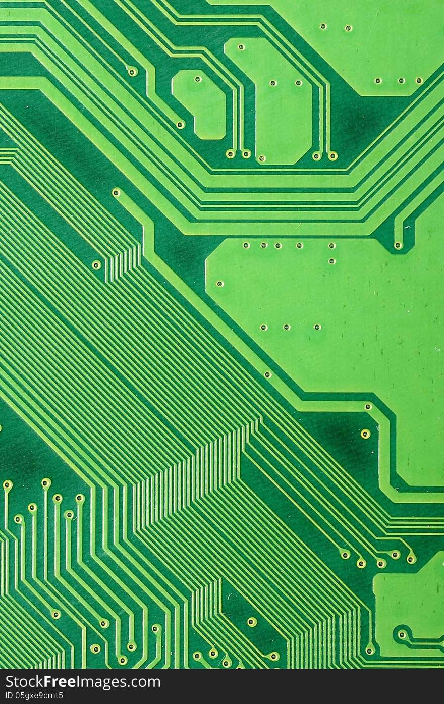 Close up of electronic board with circuits and components