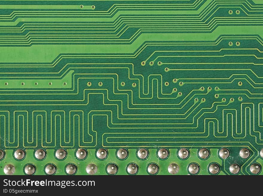 Close up of electronic board with circuits and components