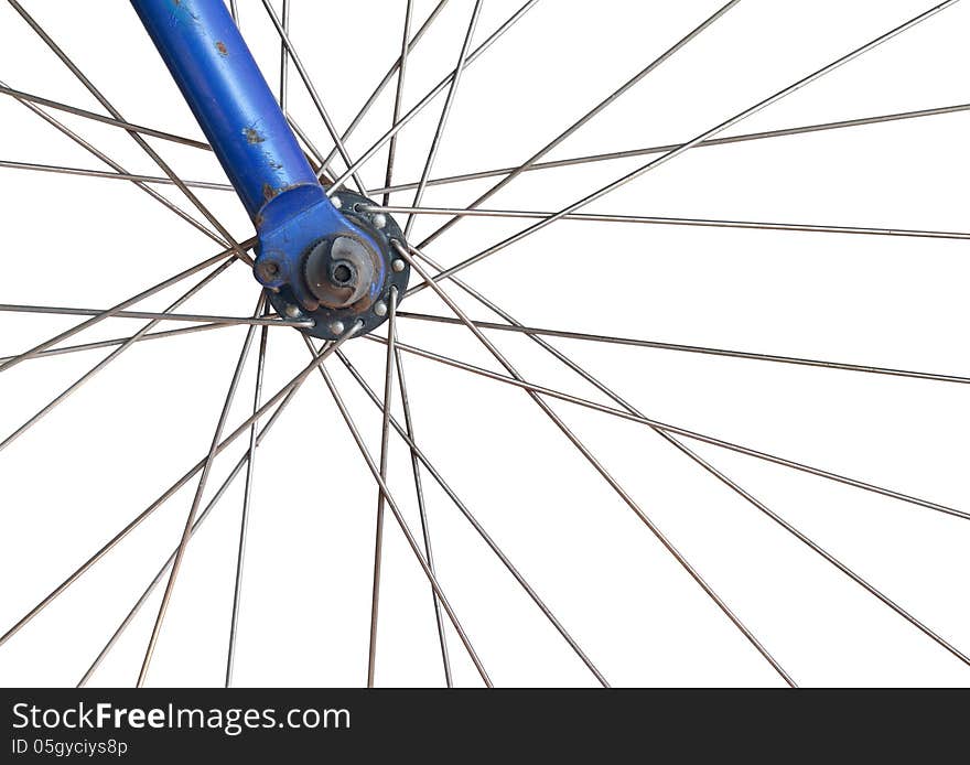 Front wheel of old bike isolated on white background. Front wheel of old bike isolated on white background