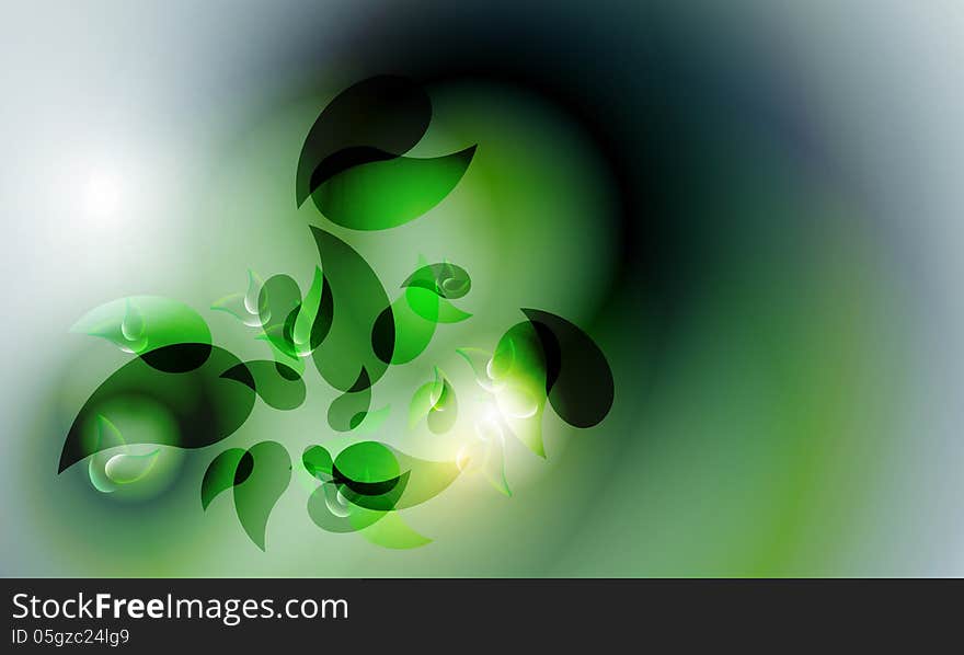 Green abstract background with leaves. Green abstract background with leaves