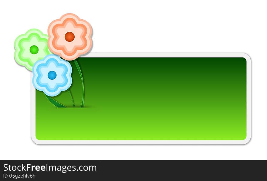 Green text box with flowers