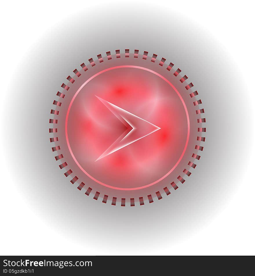 Red abstract circle with white arrow