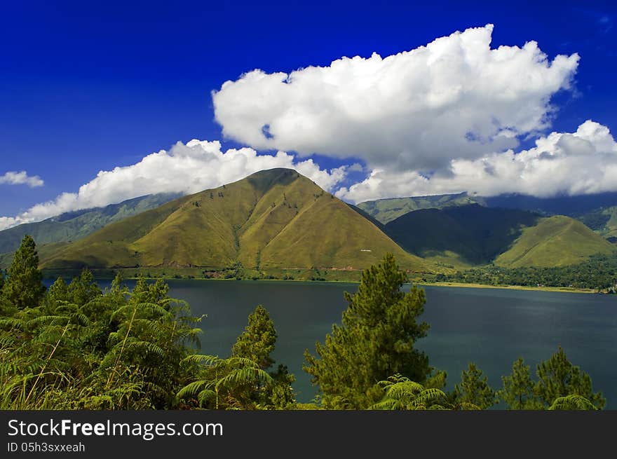 View to Sihotang. Lake Toba, North Sumatra, Indonesia.