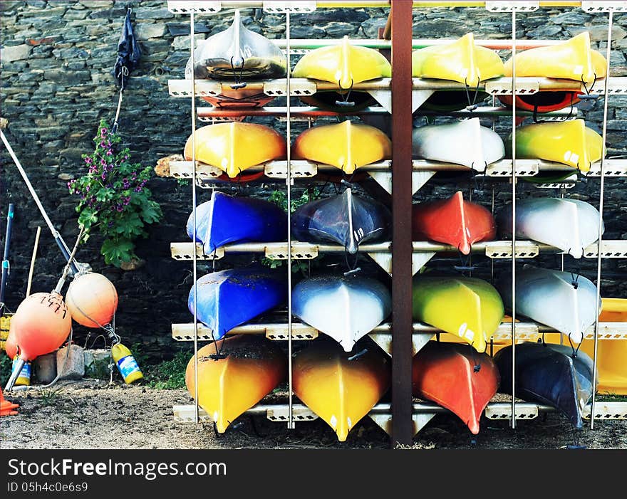 Colourful Canoes in a row