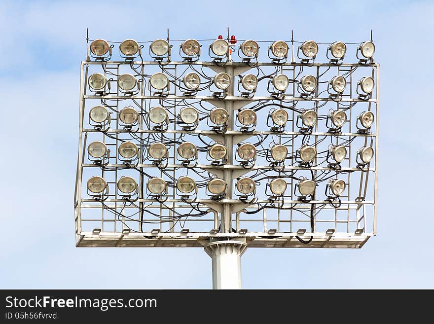 The Stadium Spot-light tower over Blue Sky