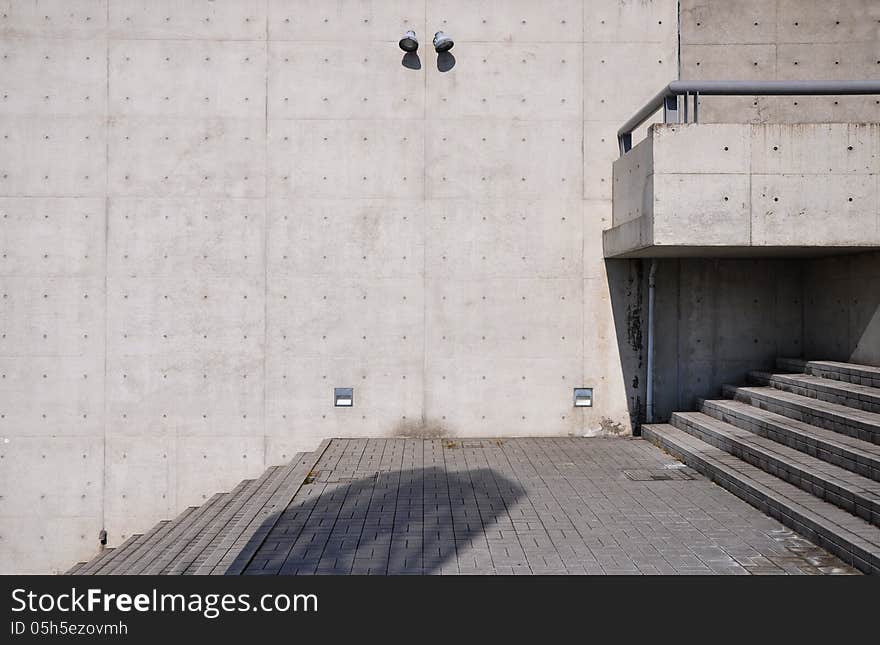 Bare concrete architecture with staircase