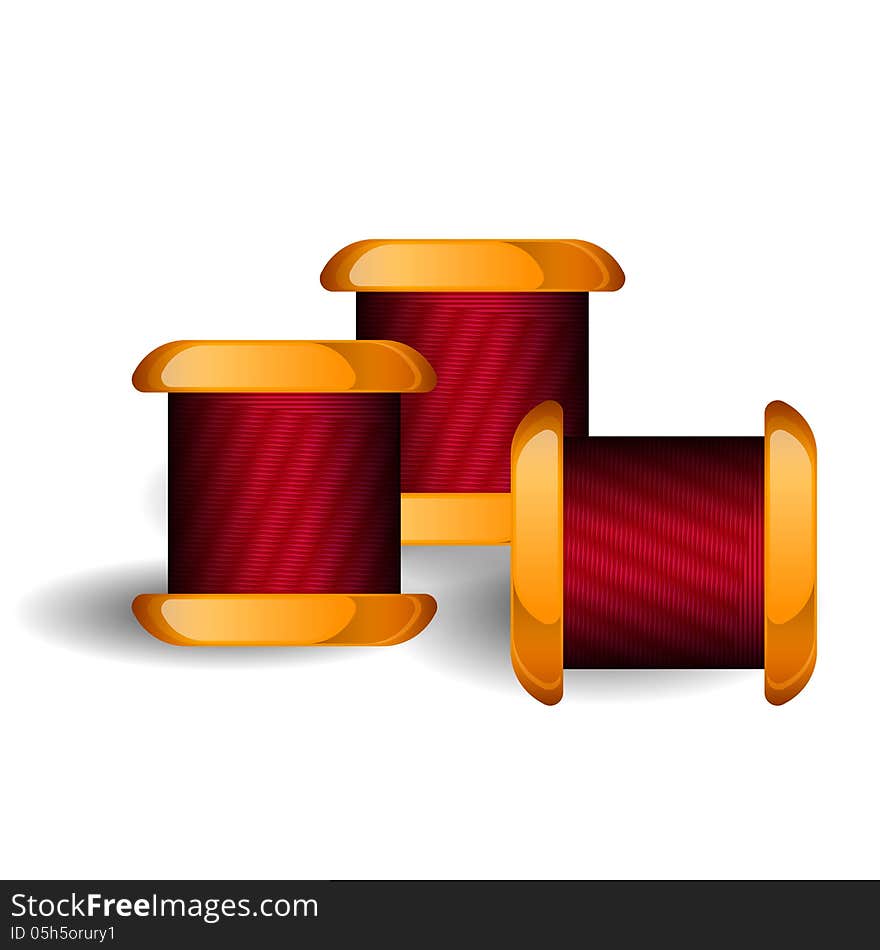 Group of thread reels isolated