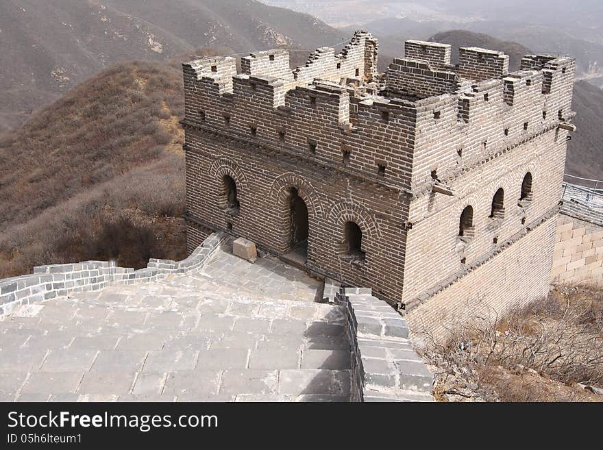 The great wall of China which looks old and ruined