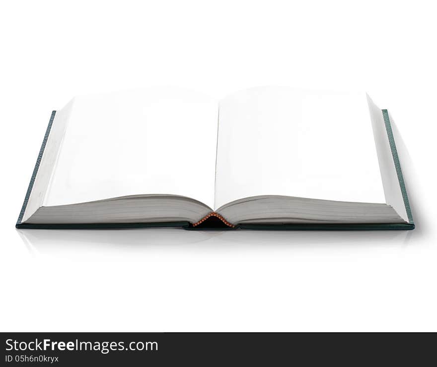 Hard cover Open book with blank pages, bird's eye view in perspective. Hard cover Open book with blank pages, bird's eye view in perspective.