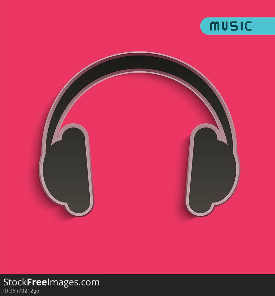 Vector illustration (headphones on pink background)