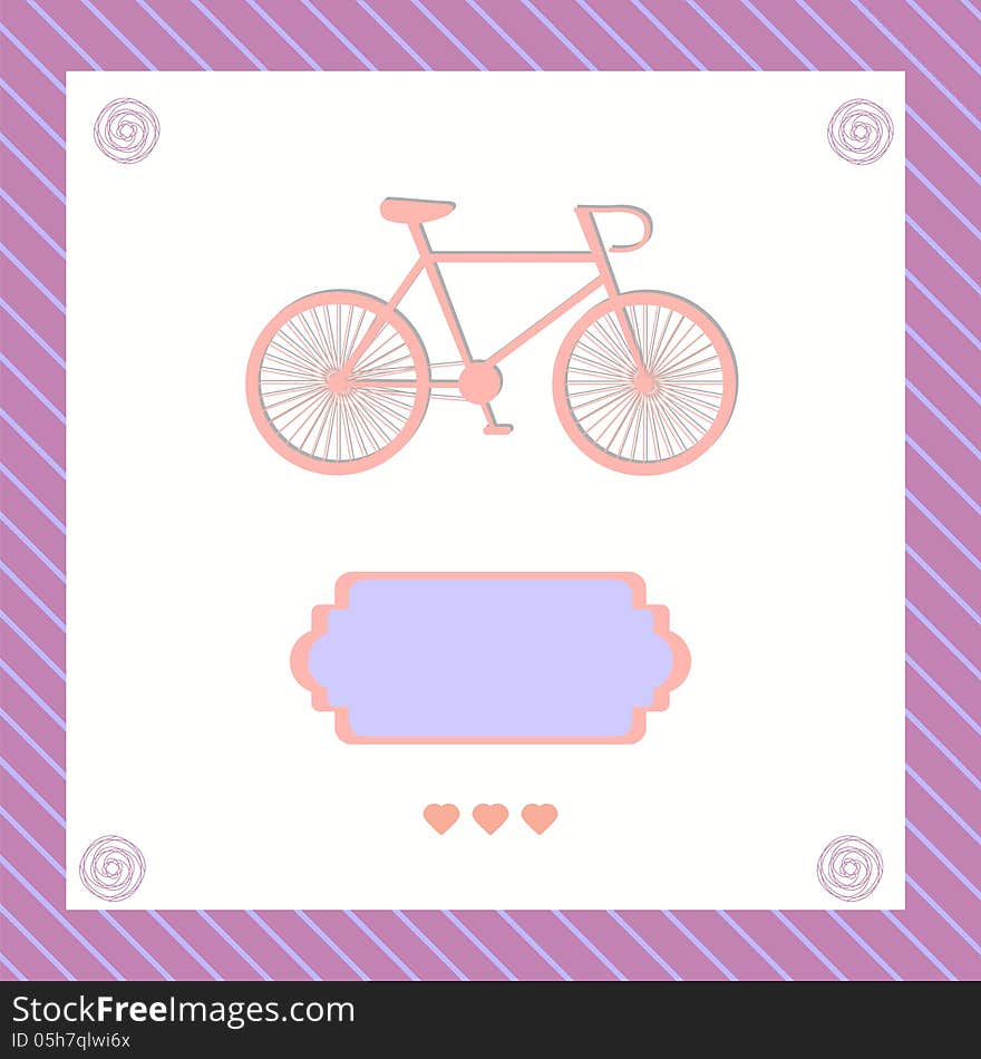 Greeting card with bike. illustration