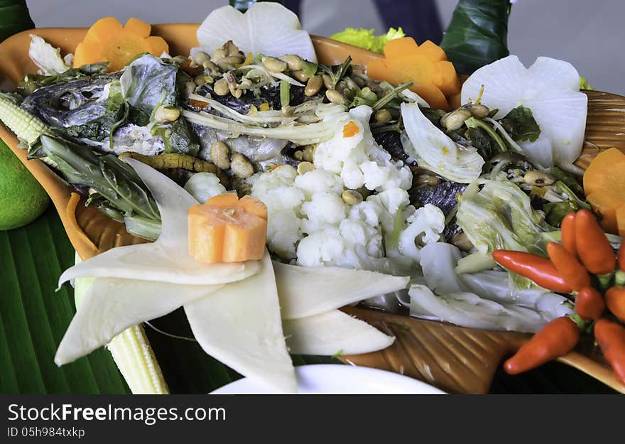 Steamed fish in the dish