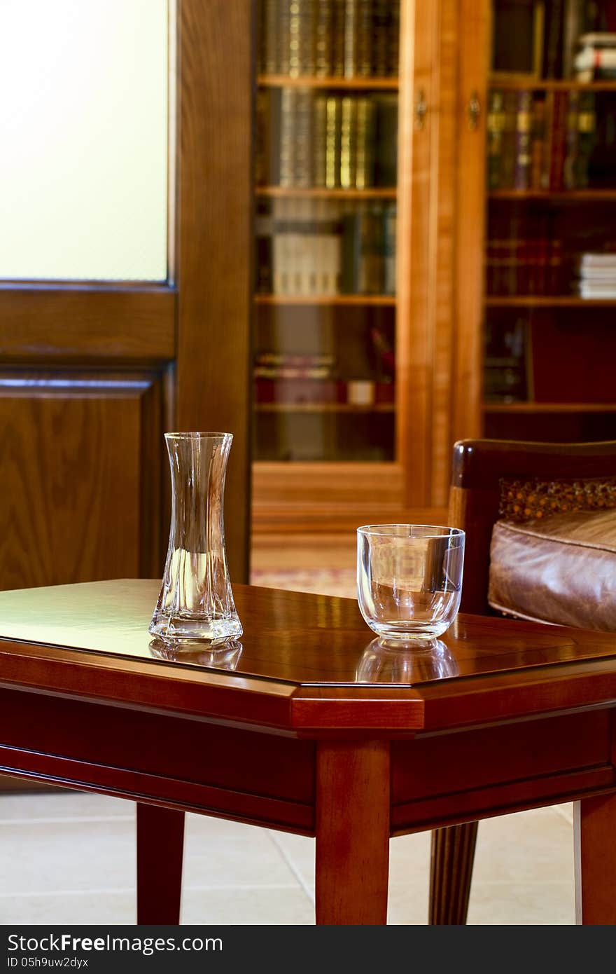 Vase And A Glass On The Coffee Table