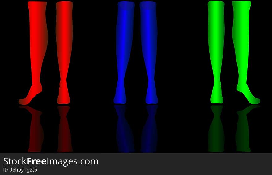 Female legs in colorful tights