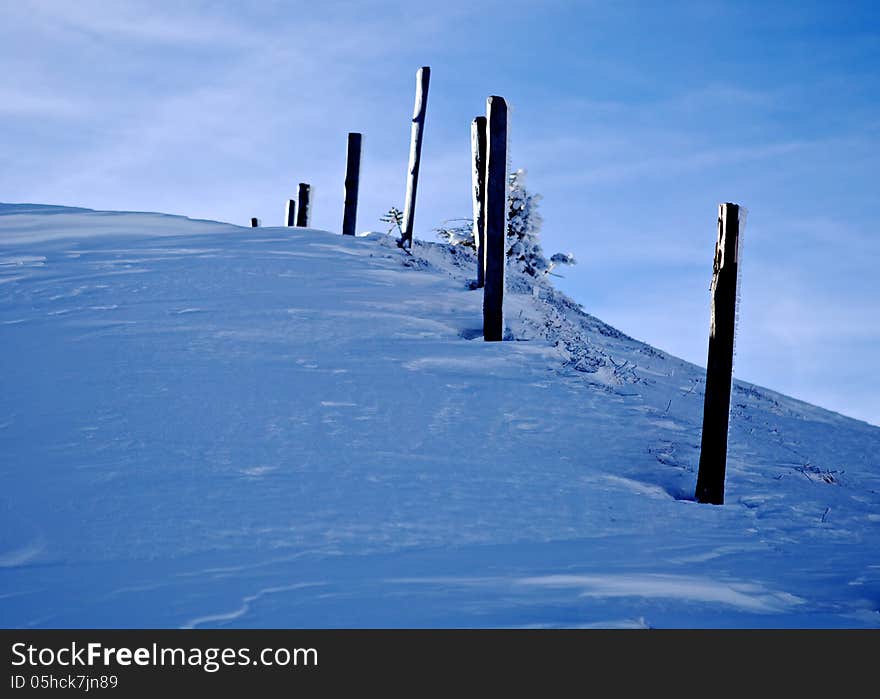 Snow hill on Alpine mountain. Snow hill on Alpine mountain