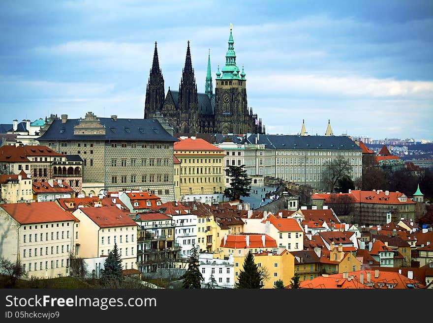 Prag castle in cloudy day. Prag castle in cloudy day