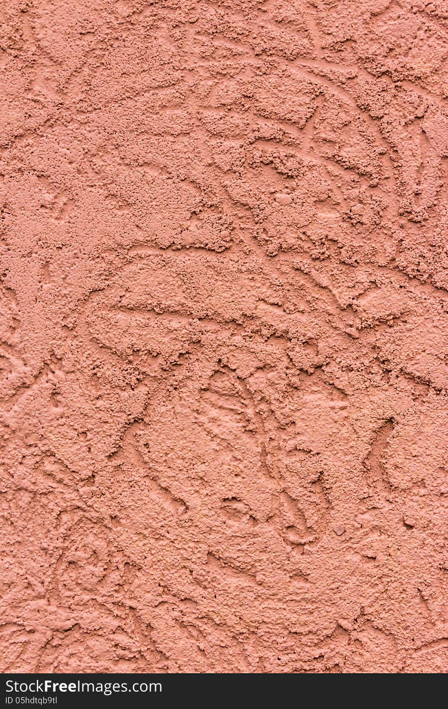 Abstract pink ornament on plaster. Abstract pink ornament on plaster