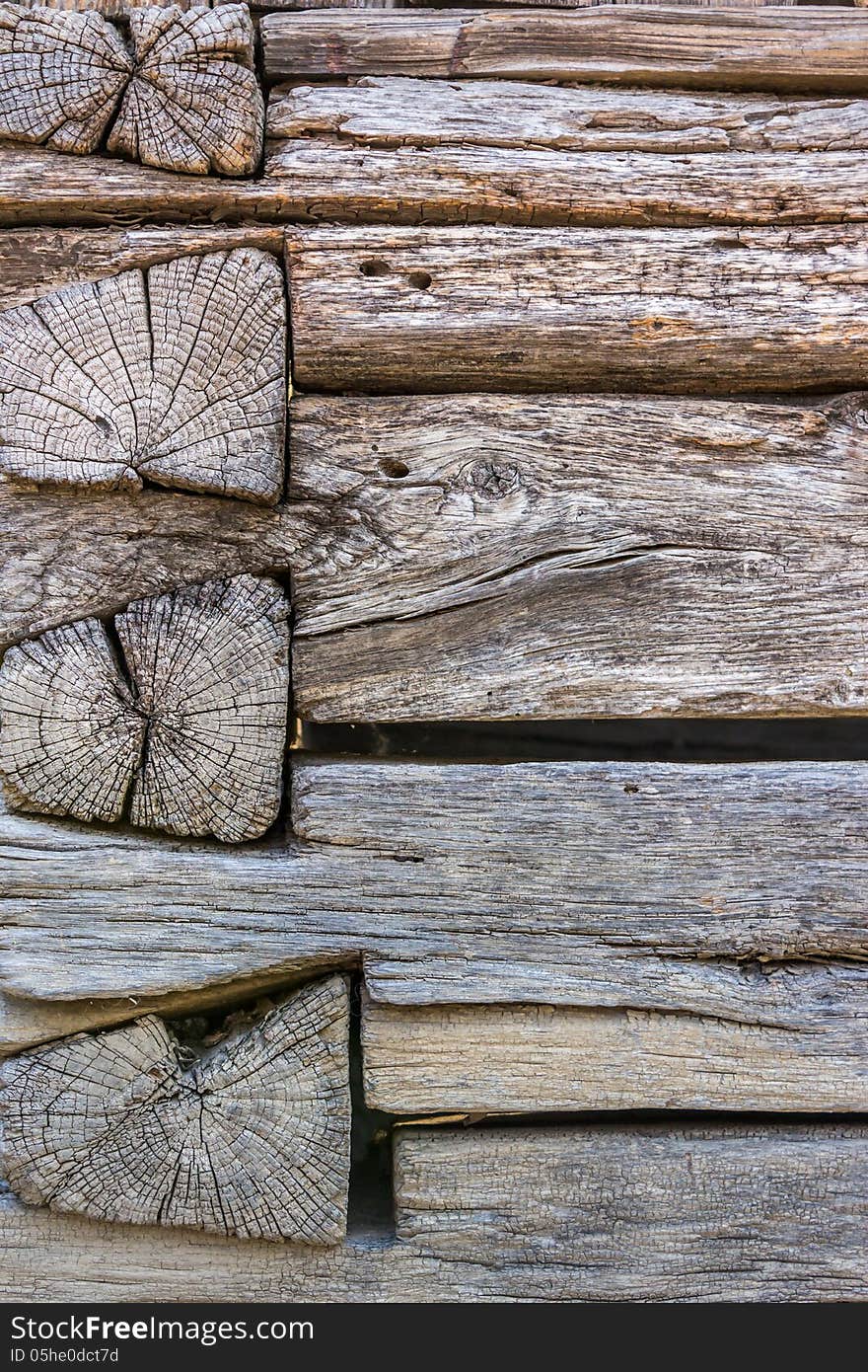 Old cracked weathered wooden wall