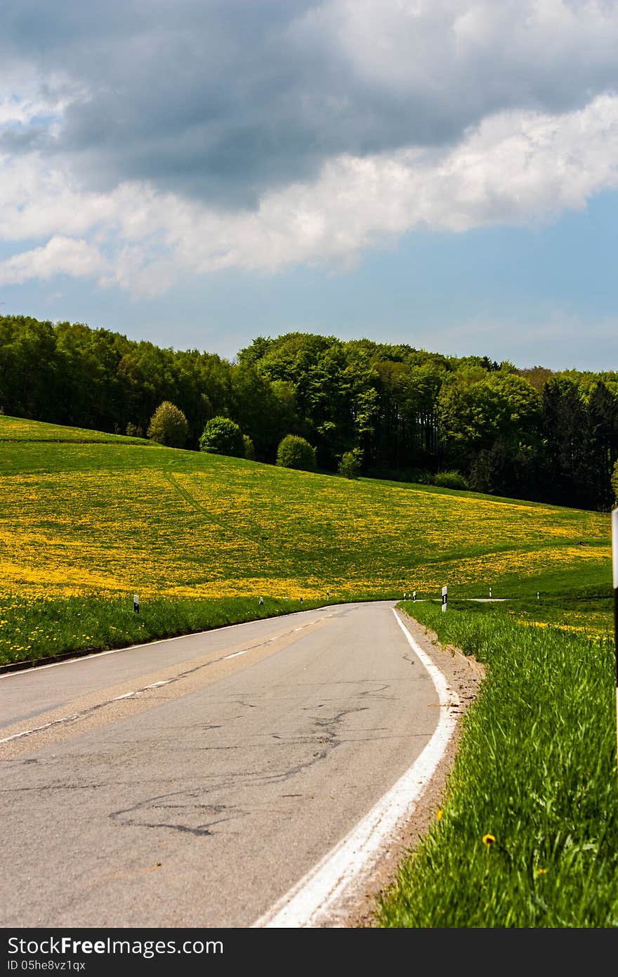 Country Road in colorful landscape.