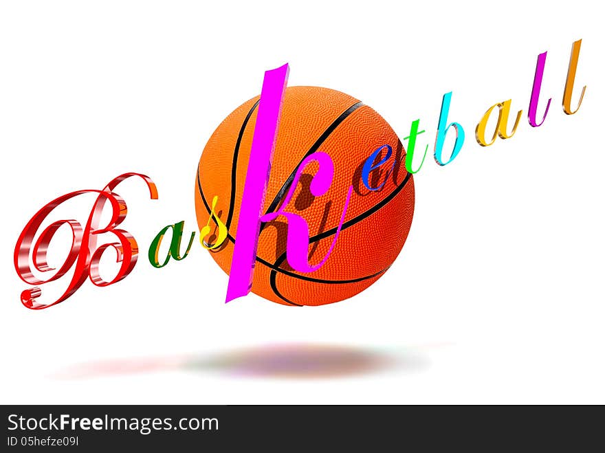 Basketball three dimensions colorful letters. Basketball three dimensions colorful letters.