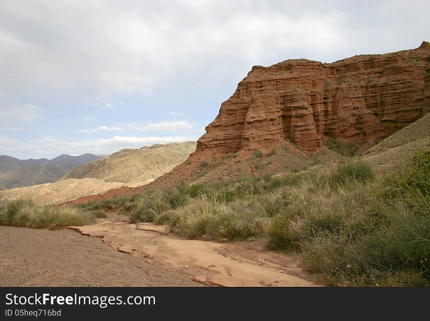 Valley of red mountains.