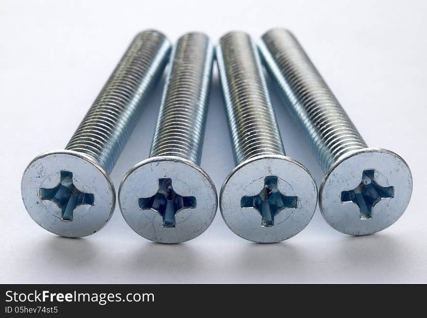 The large bolts on a white background. The large bolts on a white background.