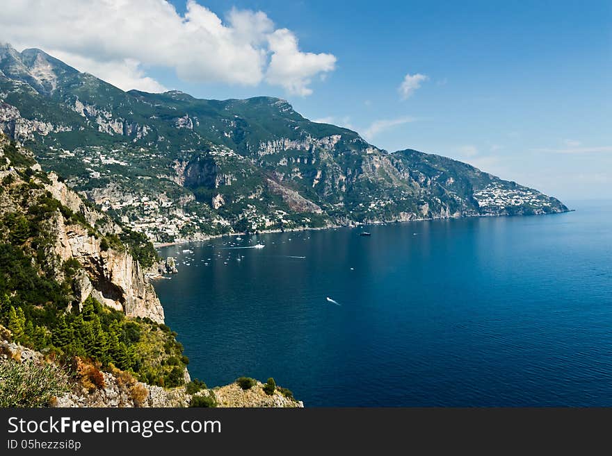 View of the coast near Praiano. View of the coast near Praiano