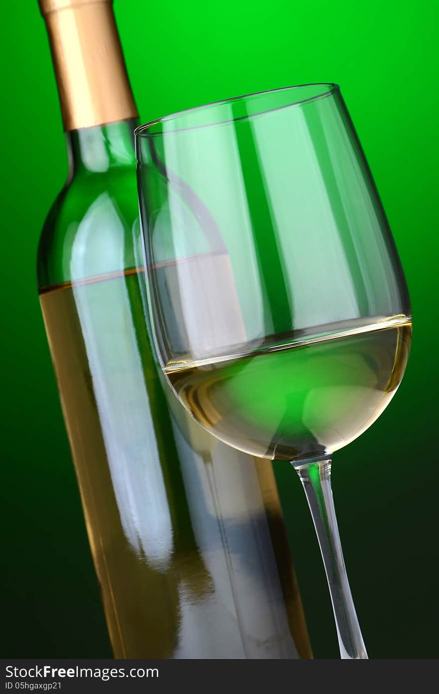 White Wine Glass And Bottle