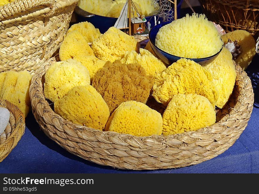 Natural and biological yellow sponges. Natural and biological yellow sponges