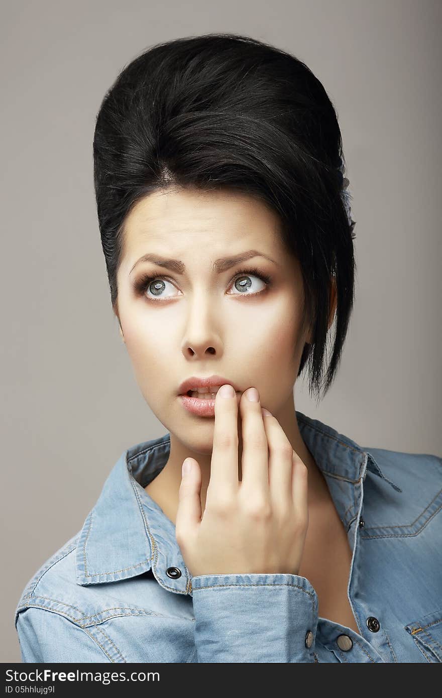 Woman with Black Hair and Guiff. Woman with Black Hair and Guiff