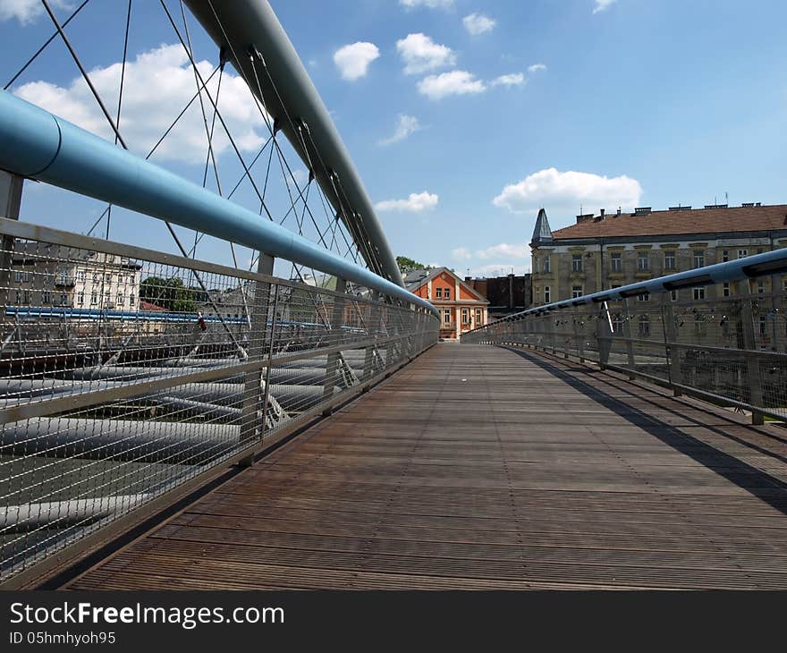 The footbridge for bike in Krakow.