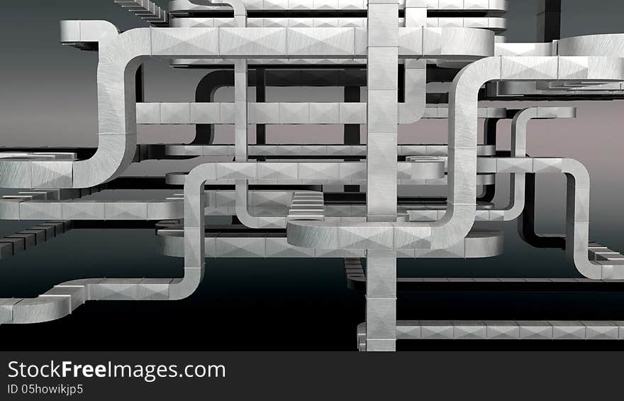 Extensive system of air line pipes. Extensive system of air line pipes