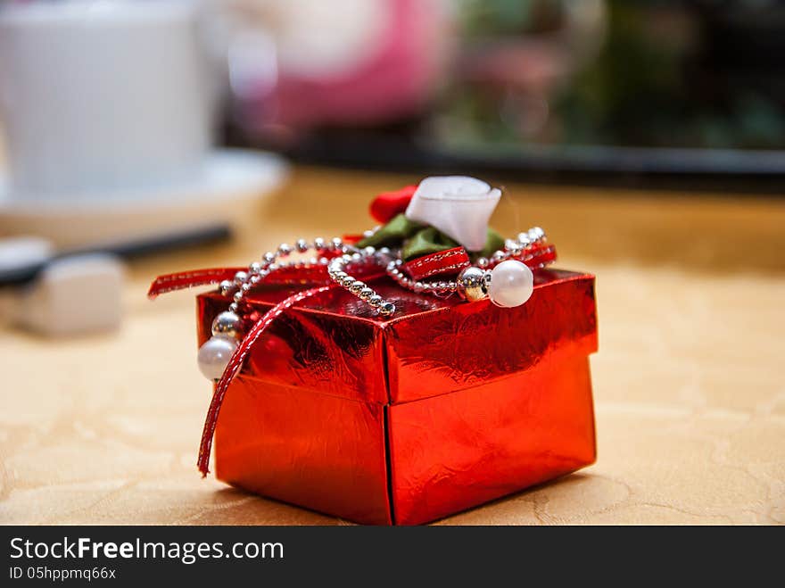 Gift box on a table