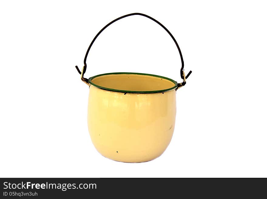 Yellow pot in white background